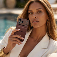 Brown Personalized Leather iPhone Case With Card Holder