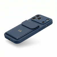 Blue Personalized Leather iPhone Case With Card Holder