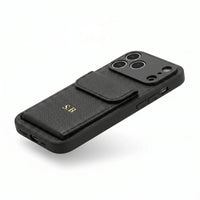 Black Personalized Leather iPhone Case With Card Holder