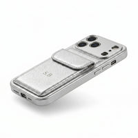 Silver Personalized Leather iPhone Case With Card Holder
