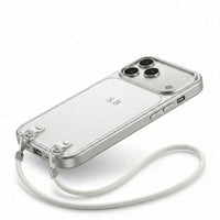 White Personalized Leather iPhone Case with Strap Handle