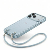 Blue Personalized Leather iPhone Case with Strap Handle