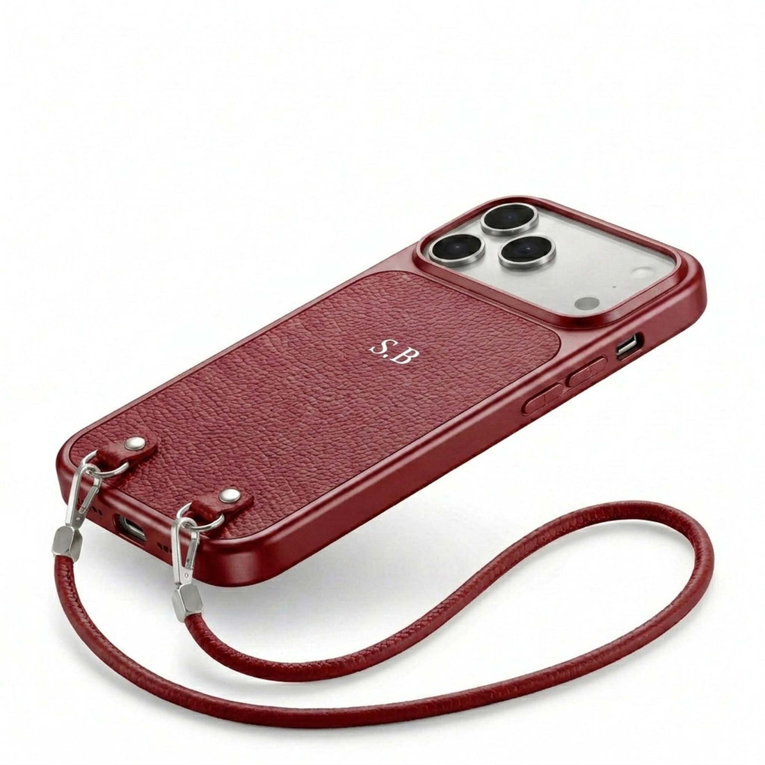 Wine Personalized Leather iPhone Case with Strap Handle