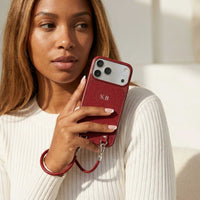 Wine Personalized Leather iPhone Case with Strap Handle