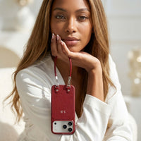 Wine Personalized Leather iPhone Case with Strap Handle