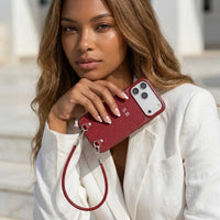 Wine Personalized Leather iPhone Case with Strap Handle