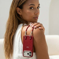 Wine Personalized Leather iPhone Case with Strap Handle