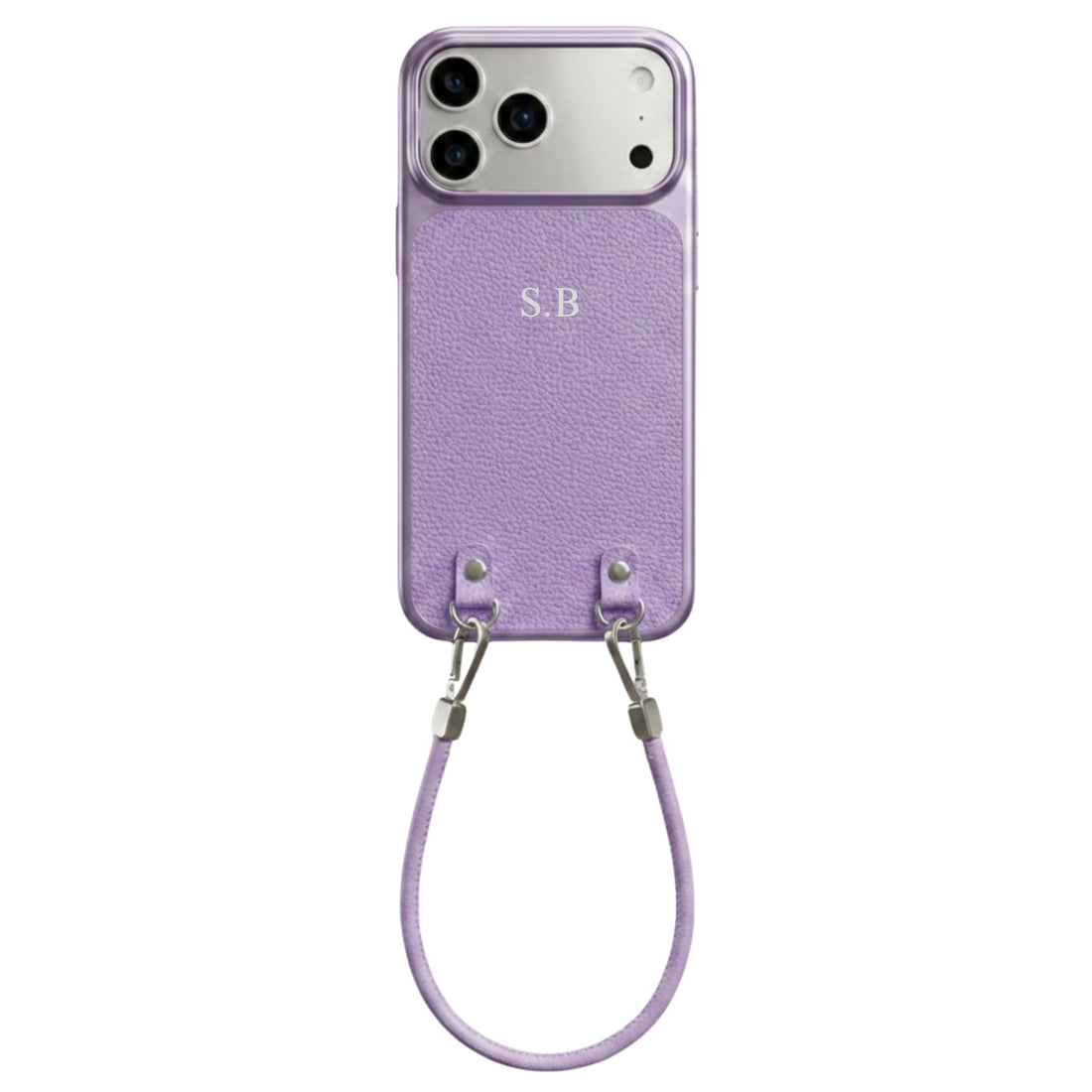 Purple Personalized Leather iPhone Case with Strap Handle