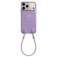 Purple Personalized Leather iPhone Case with Strap Handle