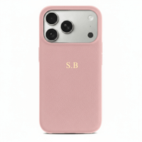 Coral pink Leather iPhone Case - Snap Bands