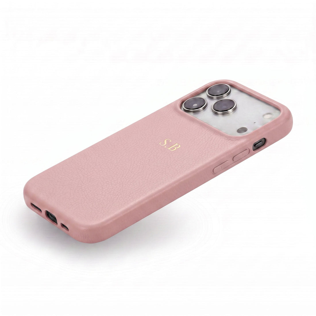 Coral pink Leather iPhone Case - Snap Bands