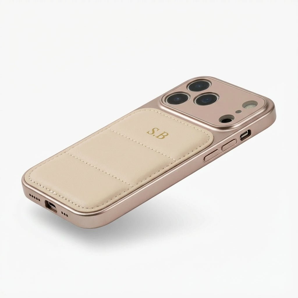 Cream Personalized iPhone Leather Case - Snap Bands
