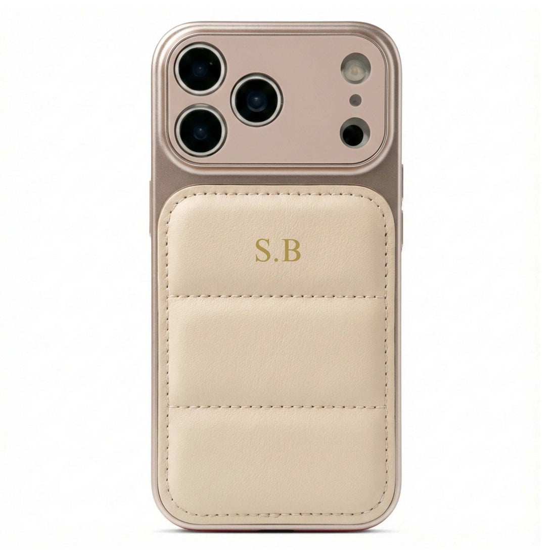Cream Personalized iPhone Leather Case - Snap Bands