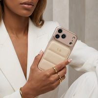 Cream Personalized iPhone Leather Case - Snap Bands