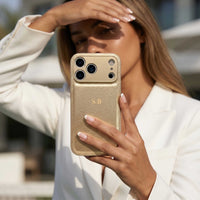 Gold Personalized Leather iPhone Case