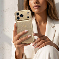 Gold Personalized Leather iPhone Case