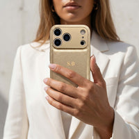Gold Personalized Leather iPhone Case
