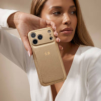 Gold Personalized Leather iPhone Case