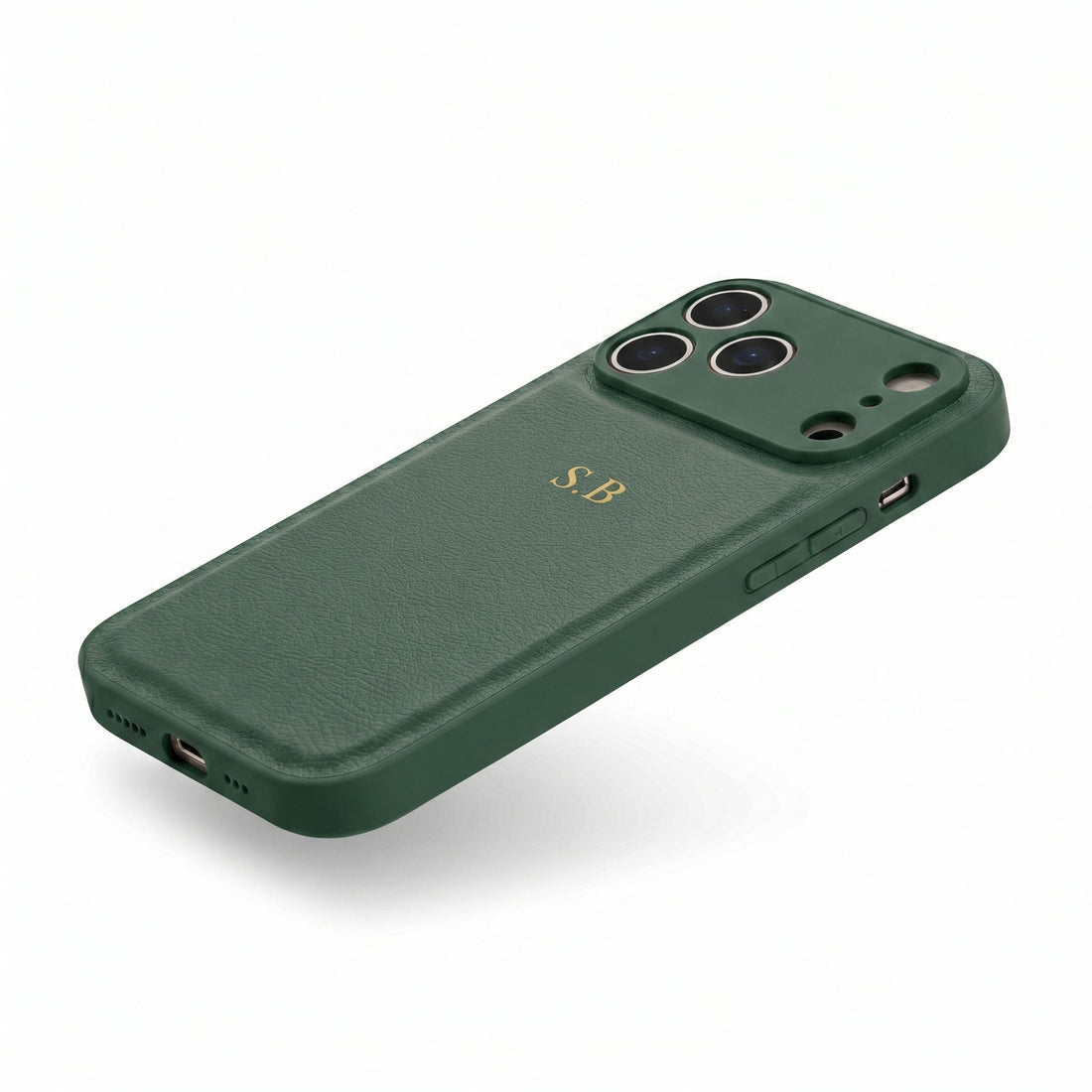 Green Personalized Leather iPhone Case