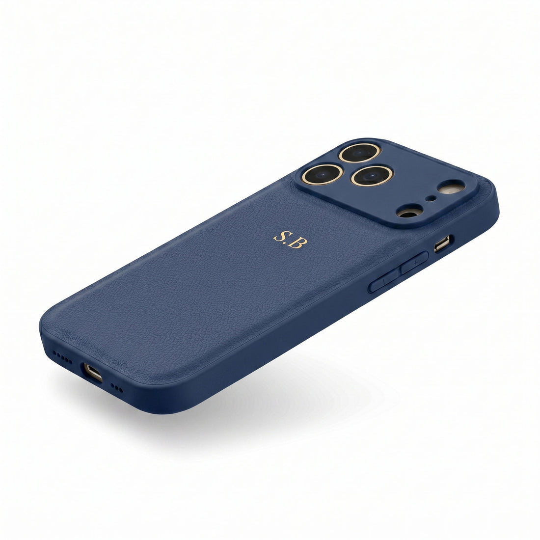 Blue Personalized Leather iPhone Case