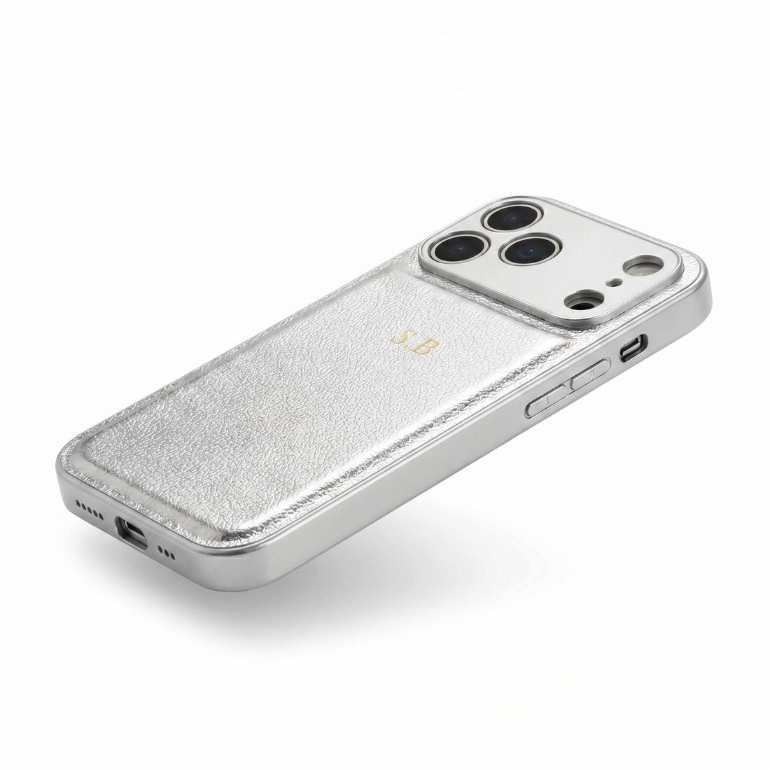 Silver Personalized Leather iPhone Case