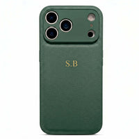 Green Personalized Leather iPhone Case