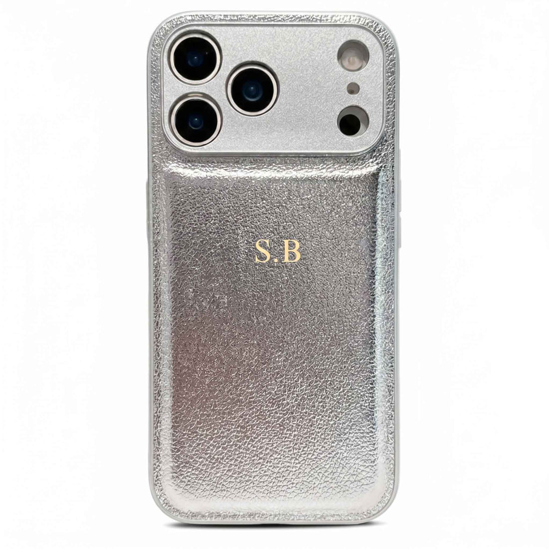 Silver Personalized Leather iPhone Case
