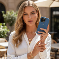 Dark Blue Leather Snake iPhone Case - Snap Bands