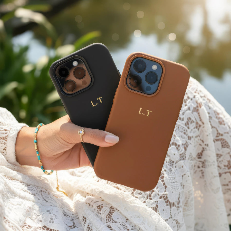 Dark Brown Magnetic Leather iPhone Case - Snap Bands