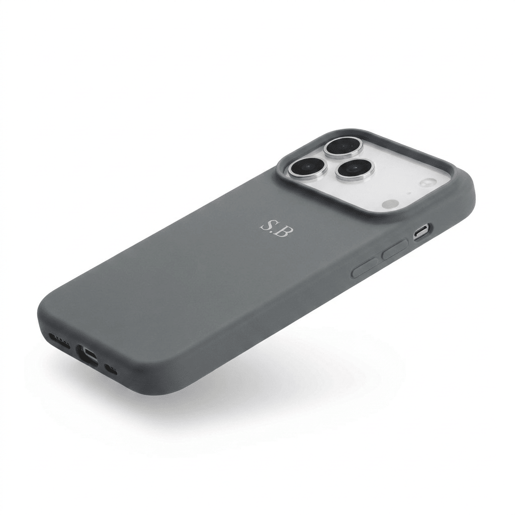Dark Gray Personalized Liquid Silicone iPhone Case - Snap Bands