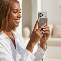 Gray Personalized Leather iPhone Case with Strap Handle - Snap Bands