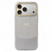Gray Two-Tone Monogrammed Leather iPhone Case - #Snap Bands#