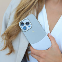 Gray Two - Tone Monogrammed Leather iPhone Case - Snap Bands