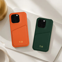 Green Card Holder Leather iPhone Case - Snap Bands