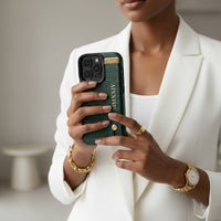 Green Crocodile Texture Elegant iPhone Case with Metallic Accent - Snap Bands