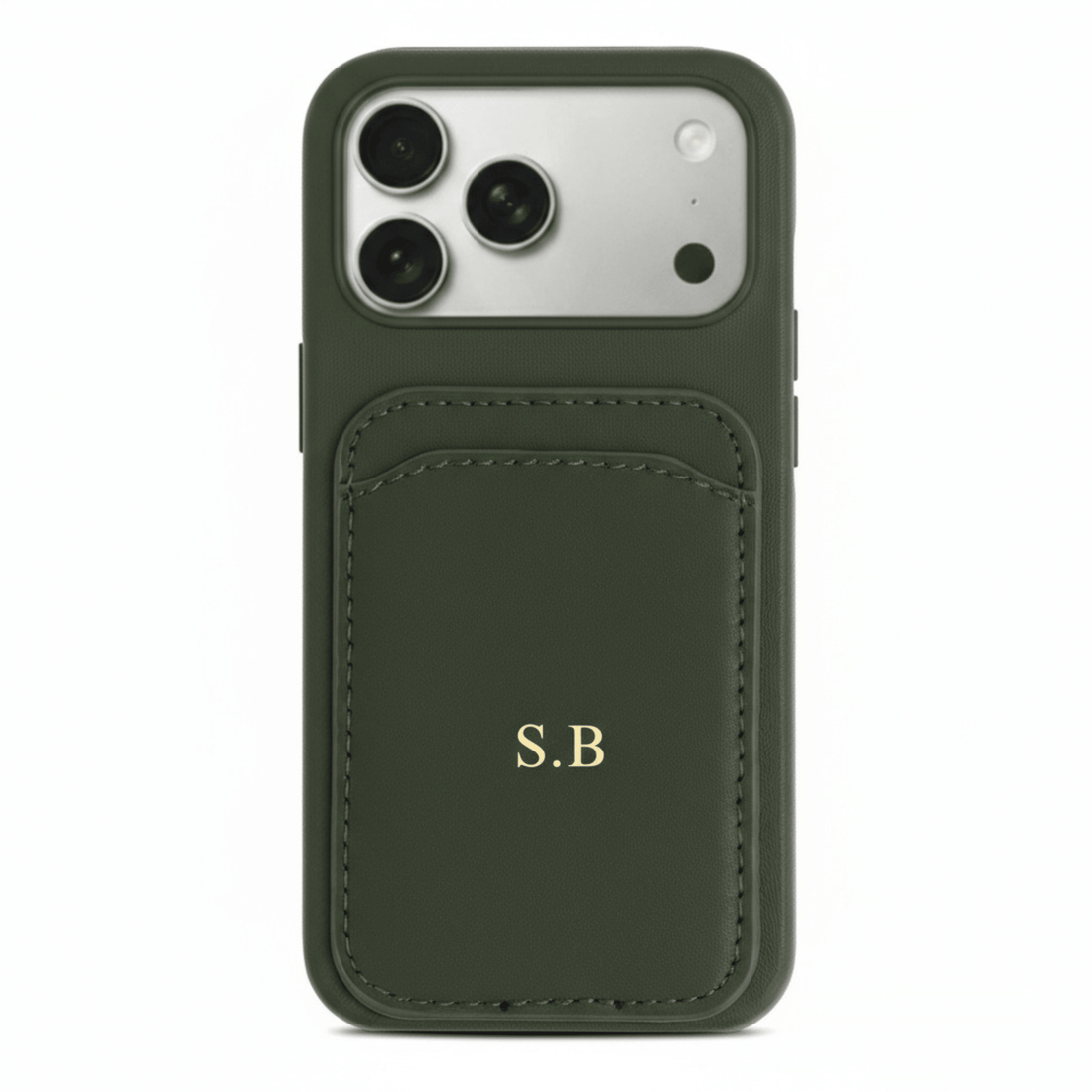 Green iPhone Case with Card Holder - Snap Bands
