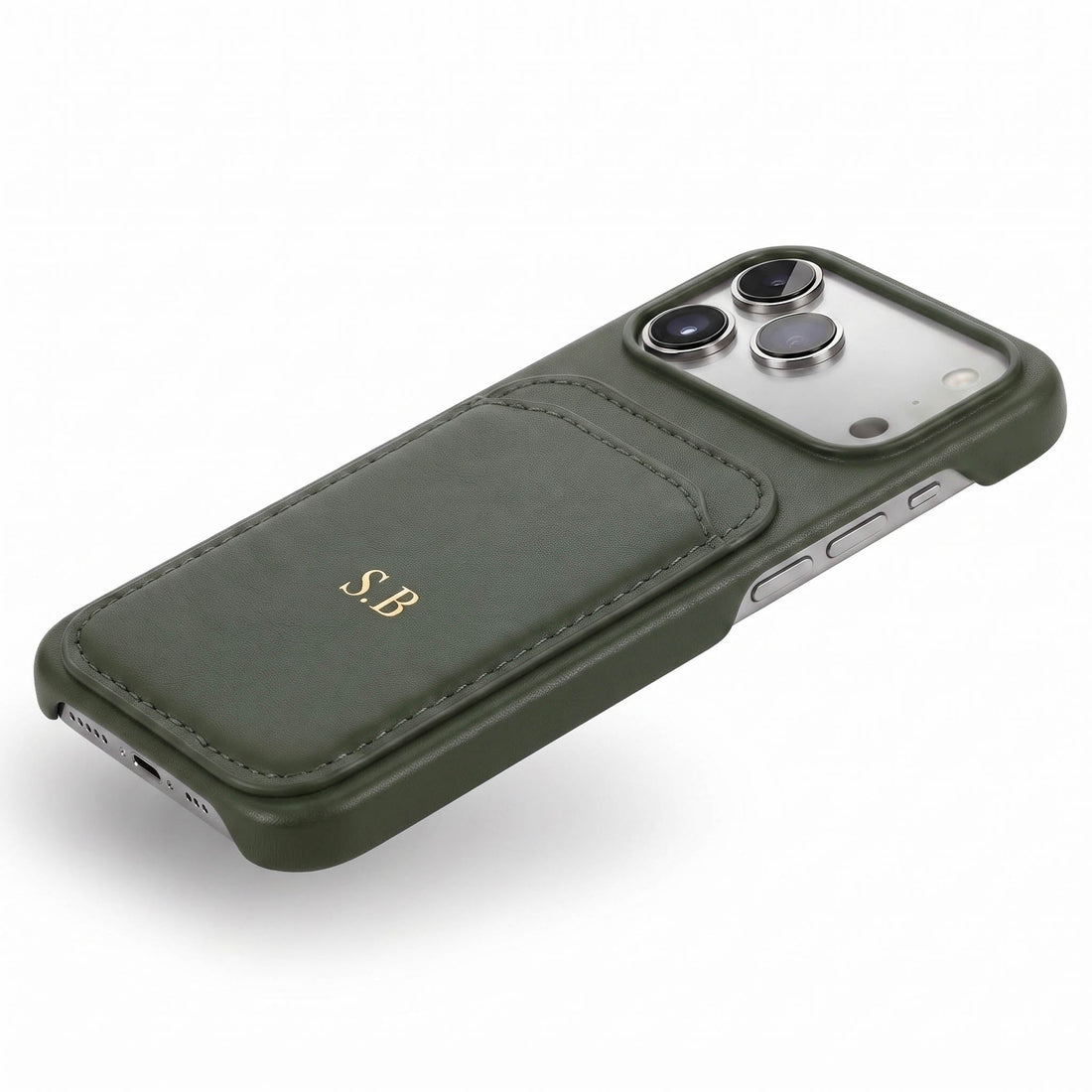 Green iPhone Case with Card Holder - Snap Bands