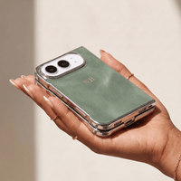 Green Lambskin Leather Custom iPhone Duo Case - #Snap Bands#