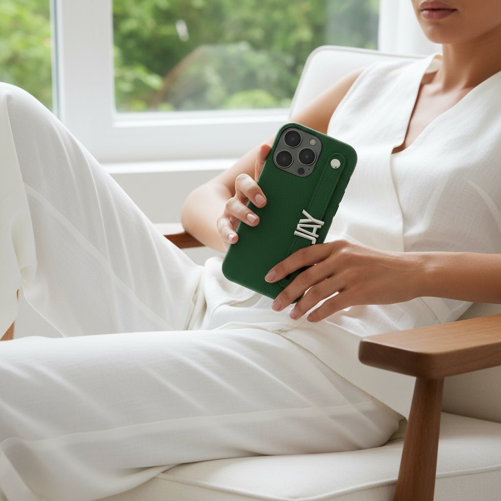 Green Leather iPhone Case - Snap Bands