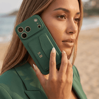 Green Leather iPhone Case With Card Holder - #Snap Bands#