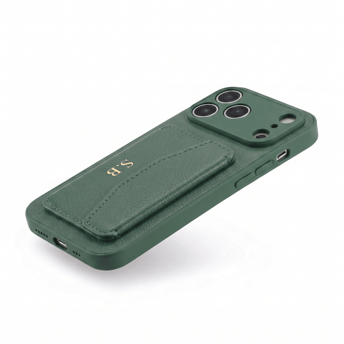 Green Leather iPhone Case With Card Holder - #Snap Bands#