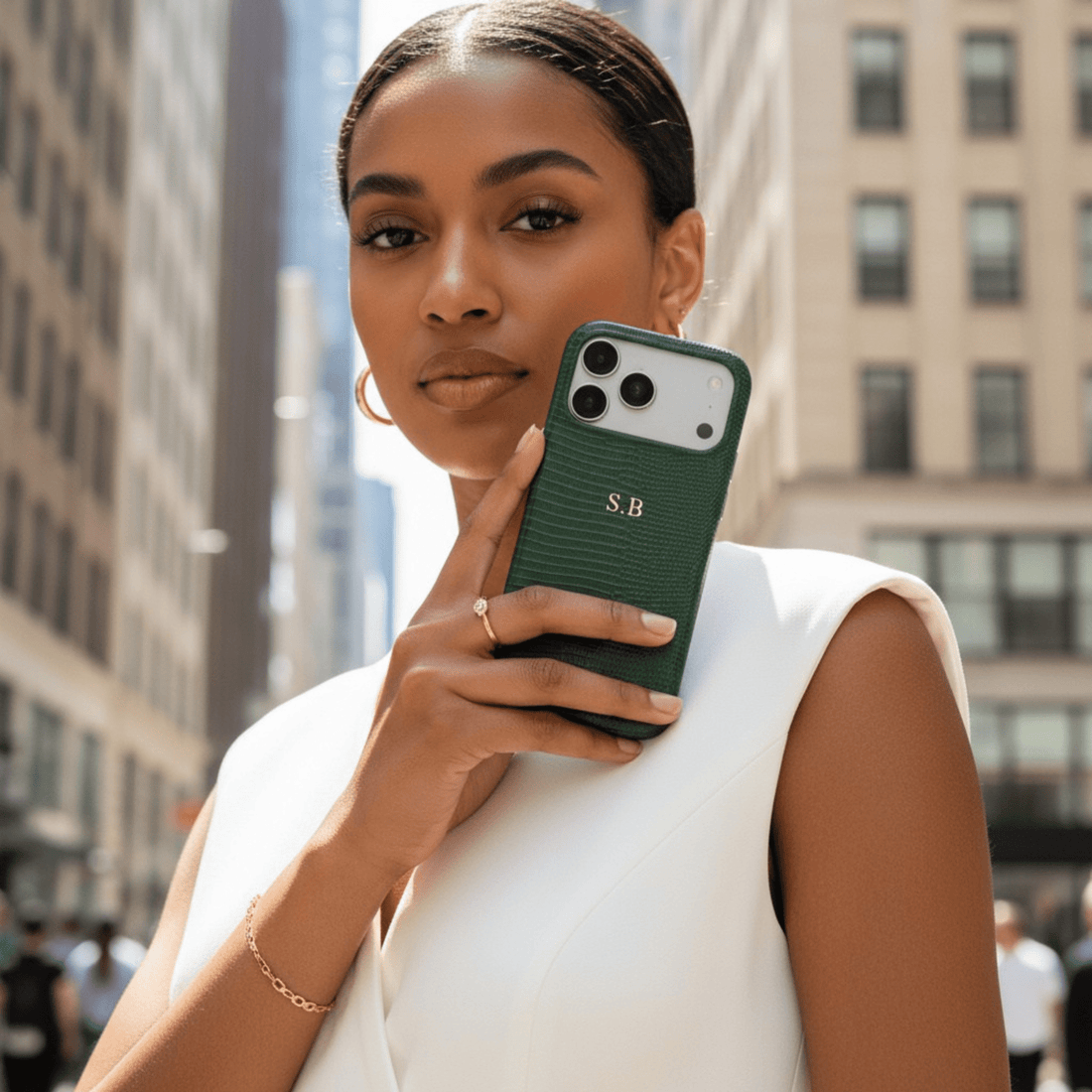 Green Leather Snake iPhone Case - Snap Bands