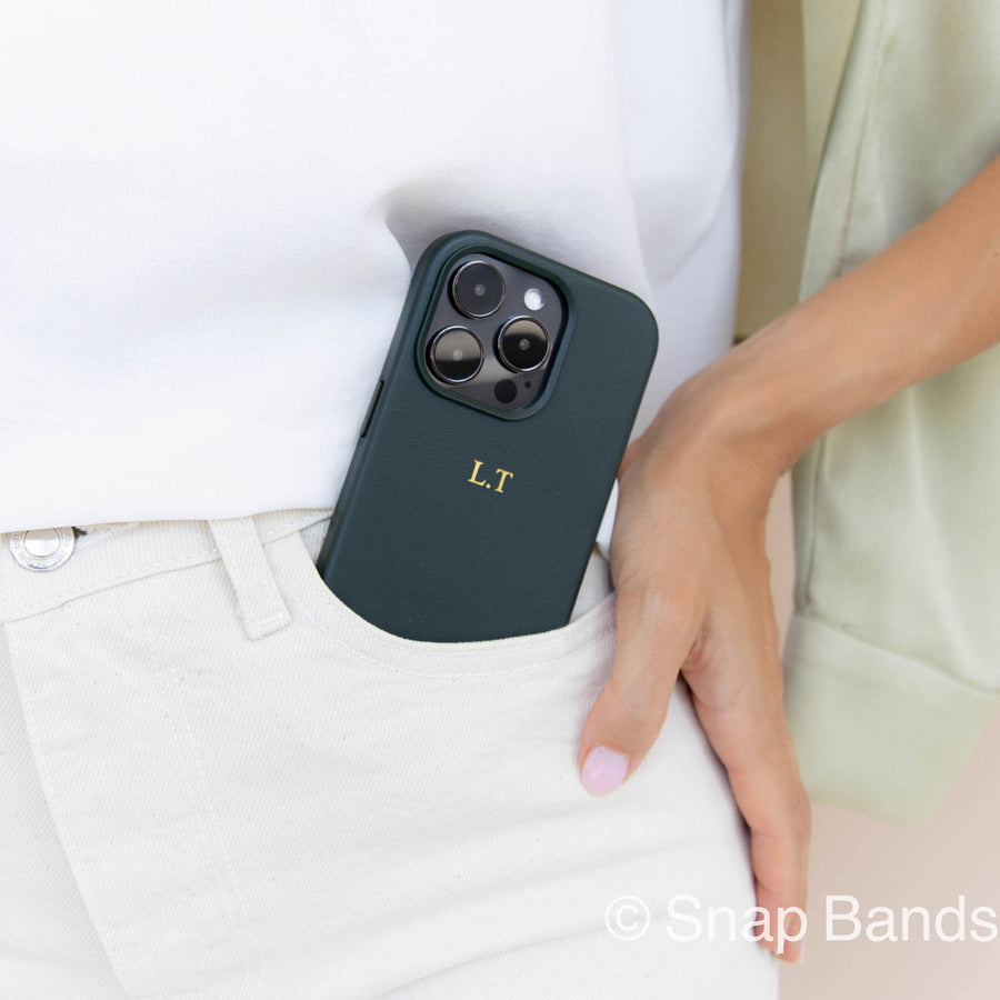 Green Magnetic Leather iPhone Case - Snap Bands