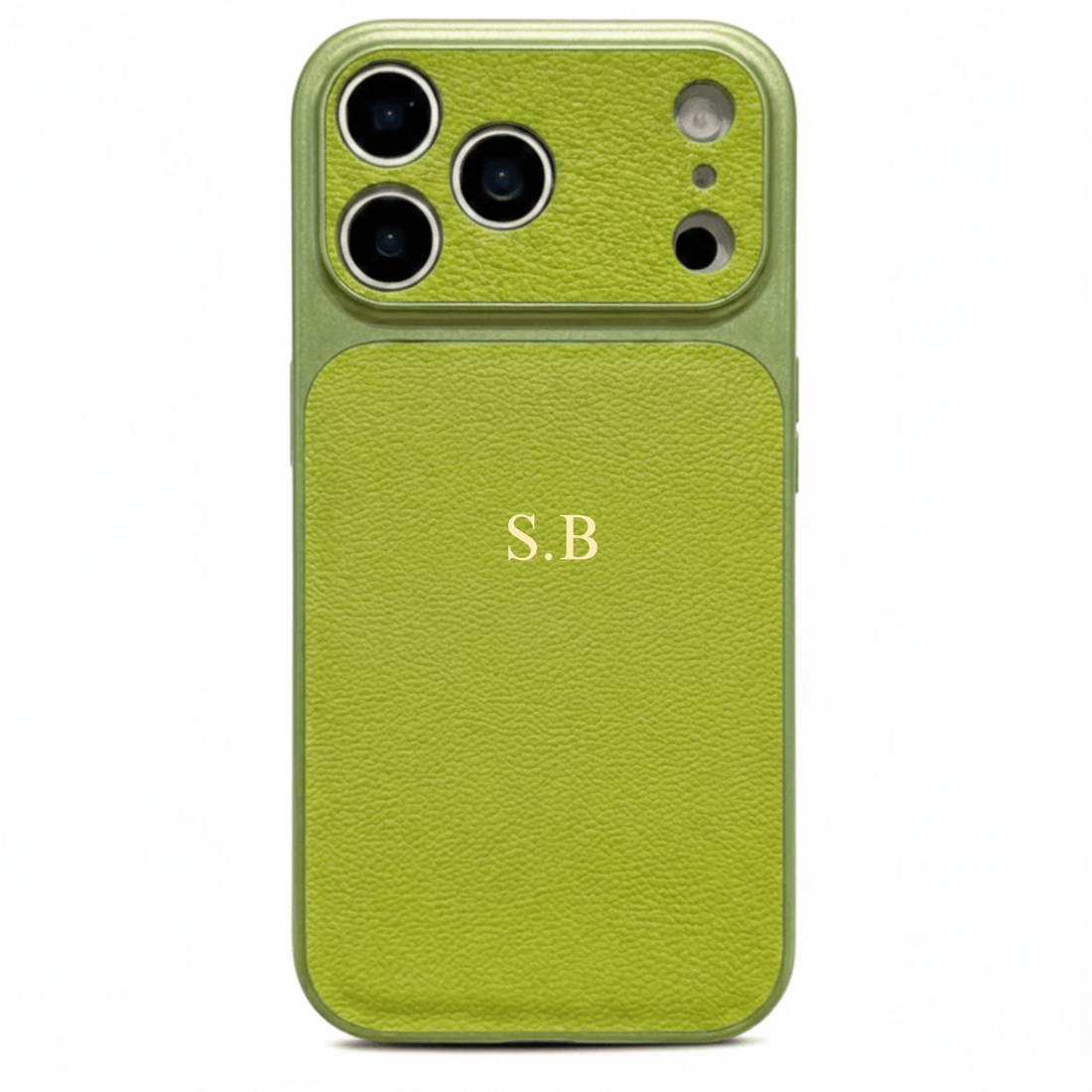 Green Personalized iPhone Case With Leather - Snap Bands