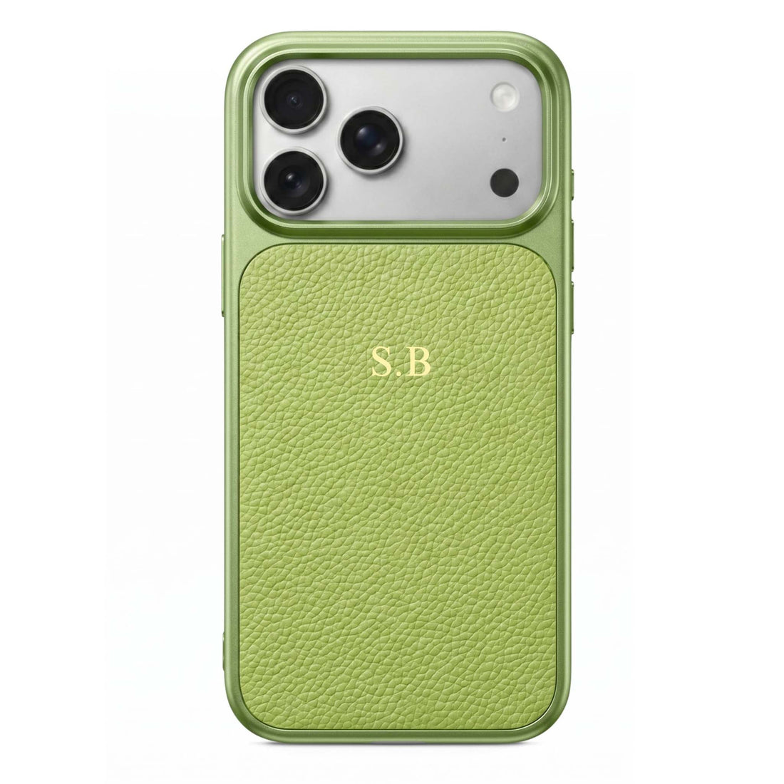 Green Personalized iPhone Case With Leather - Snap Bands
