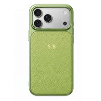 Green Personalized iPhone Case With Leather - Snap Bands