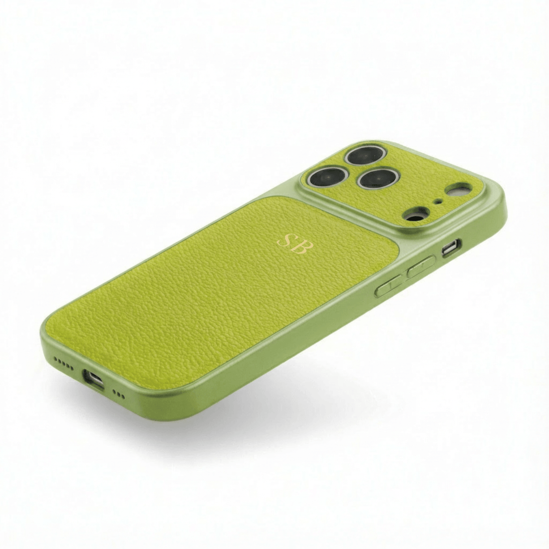 Green Personalized iPhone Case With Leather - Snap Bands