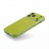 Green Personalized iPhone Case With Leather - Snap Bands