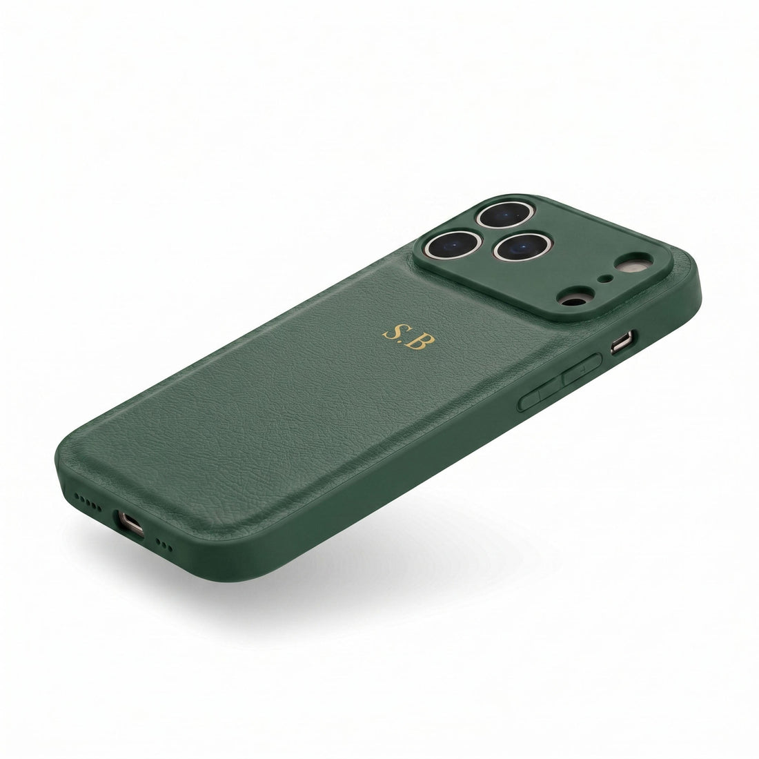 Green Personalized Leather iPhone Case - Snap Bands