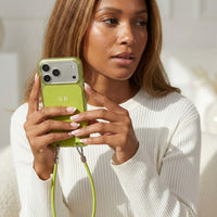 Green Personalized Leather iPhone Case with Strap Handle - Snap Bands